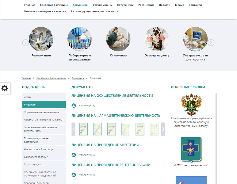 Мибок: разработка сайта ветеринарной клиники — скриншот 8 из 17