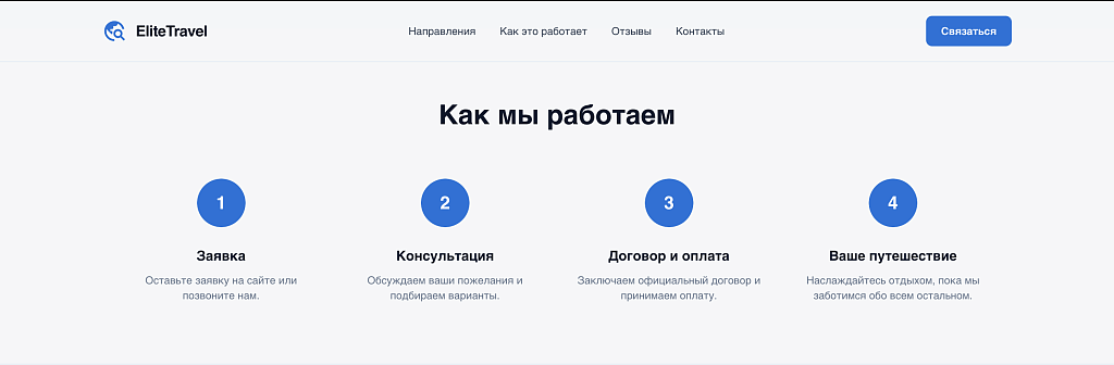 EliteTravel: Лендинг для туризма и путешествий — скриншот 4 из 6