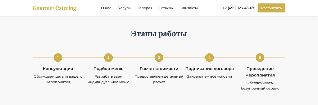 Лендинг кейтеринговой компании Gourmet Catering — скриншот 7 из 9