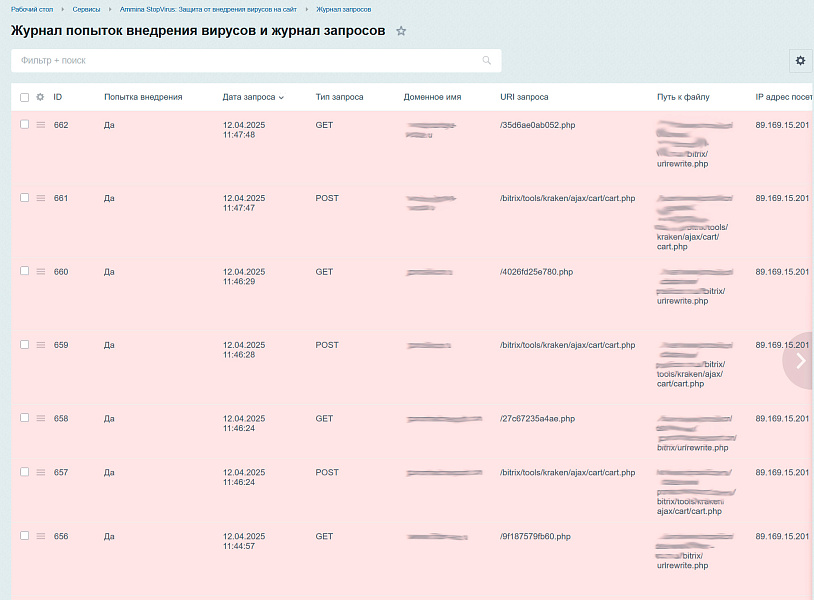 Ammina StopVirus: защита сайта от вирусных внедрений — скриншот 1 из 2