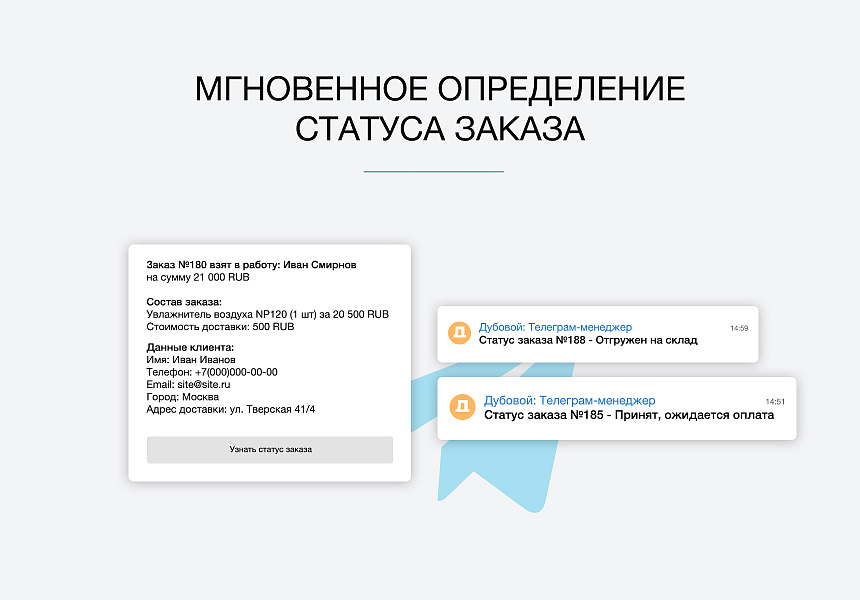 Дубовой: управление заказами через Telegram — скриншот 6 из 9