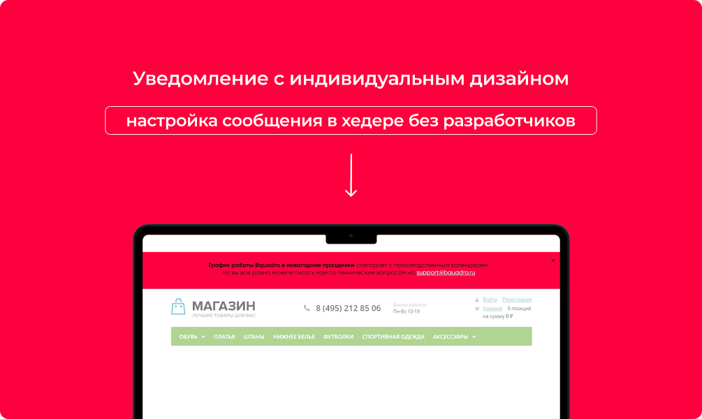 Bquadro: информационное поле в шапке сайта — скриншот 1 из 3