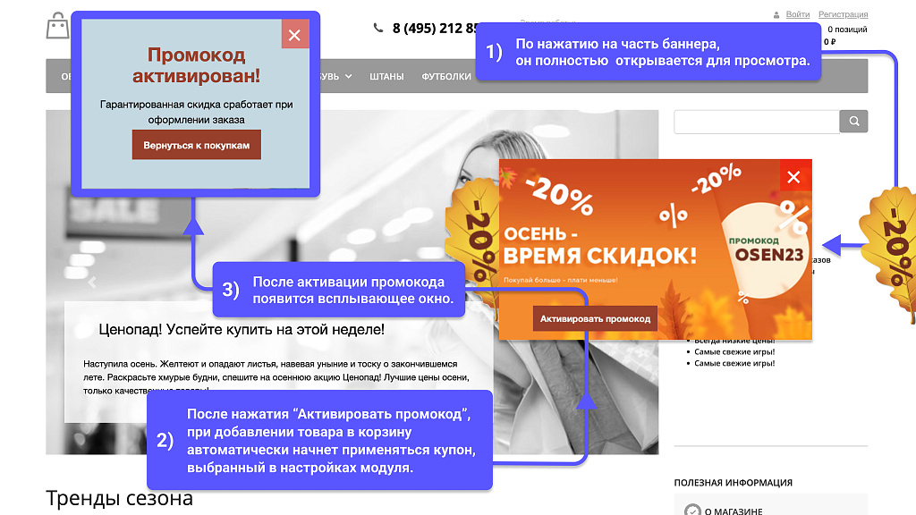 WBS24: Всплывающий баннер и автоактивация промокода — скриншот 1 из 6