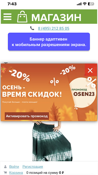WBS24: Всплывающий баннер и автоактивация промокода — скриншот 3 из 6