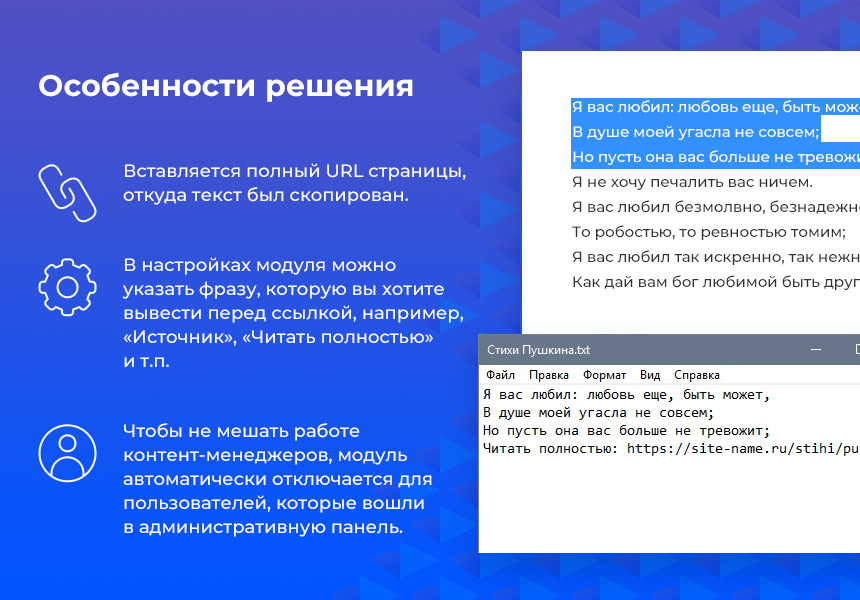 Добавление копирайта и ссылки на источник для защиты контента — скриншот 2 из 2