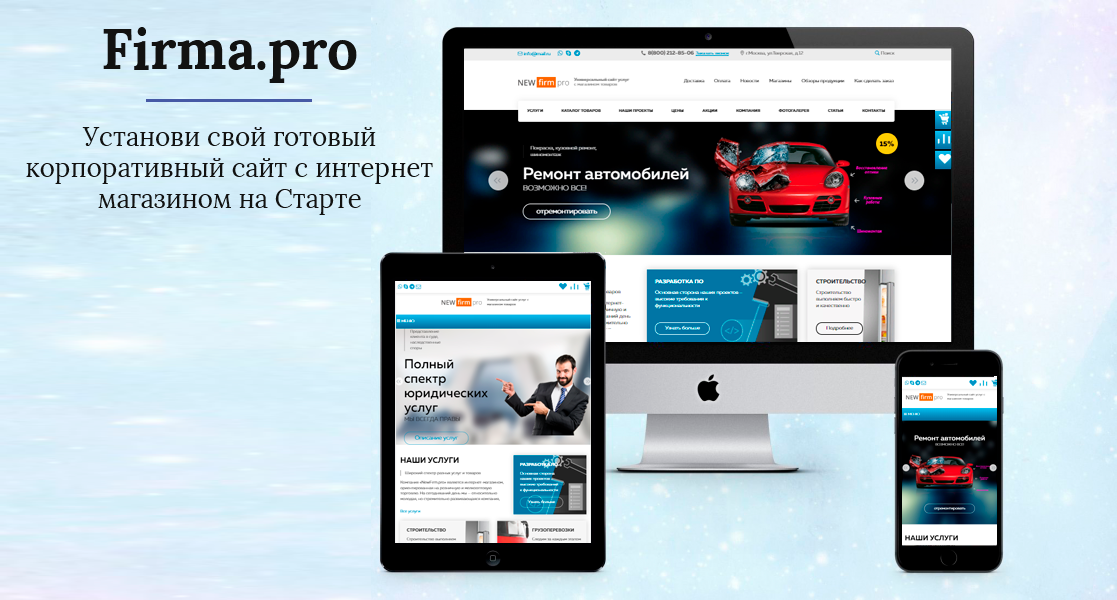 Firma.pro: бизнес и магазин с корзиной на этапе Старт — скриншот 1