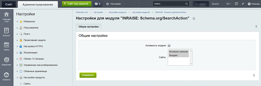 INRAISE: SearchAction Schema. SEO-микроразметка поиска без участия разработчика — скриншот 2