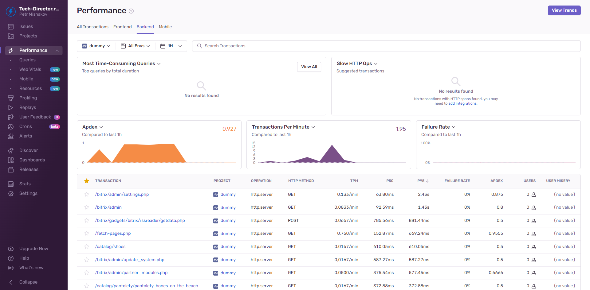 Sentry.io — платформа для отслеживания ошибок и мониторинга производительности — скриншот 2